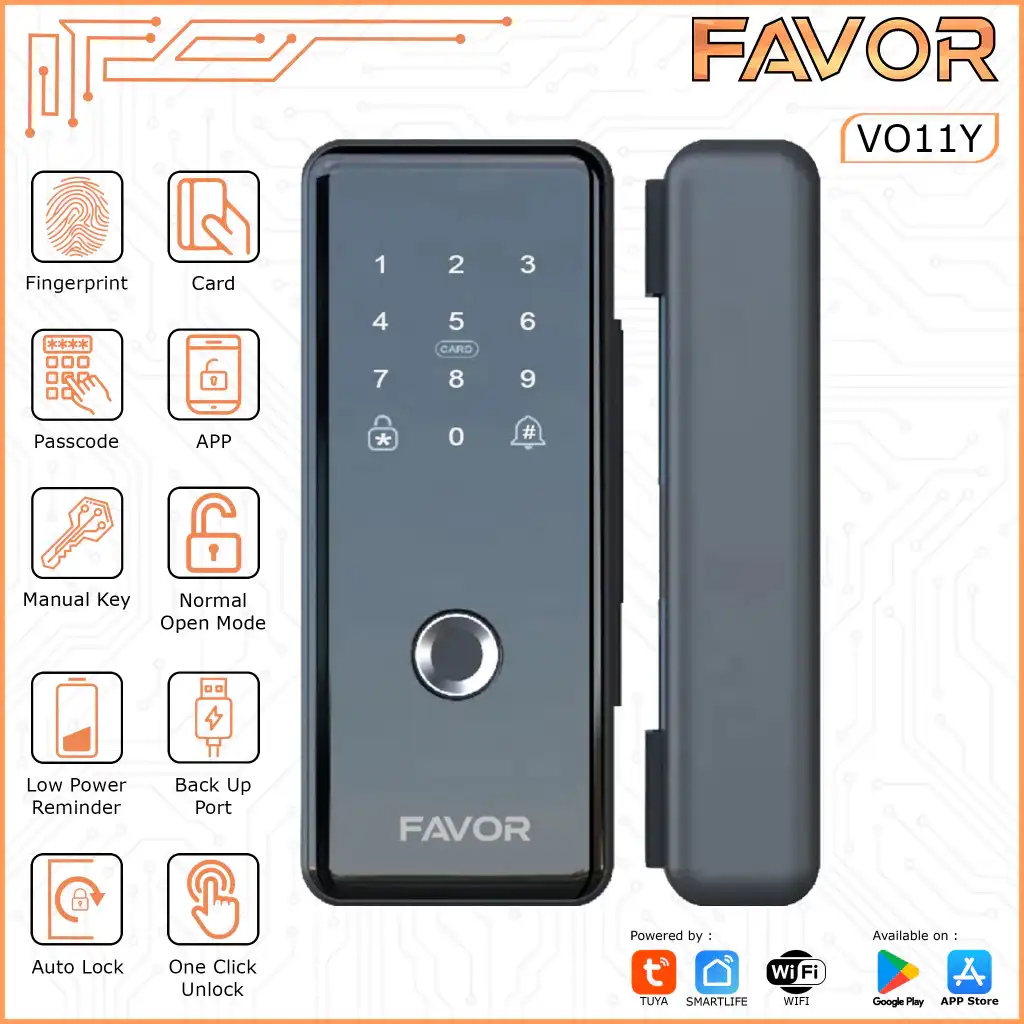 Smart Door Lock Favor VO11Y Pintu Kaca 01