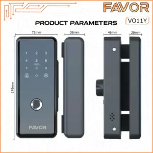 Smart Door Lock Favor VO11Y Pintu Kaca 03