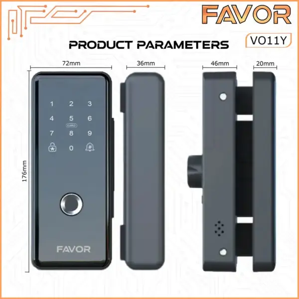 Smart Door Lock Favor VO11Y Pintu Kaca 03