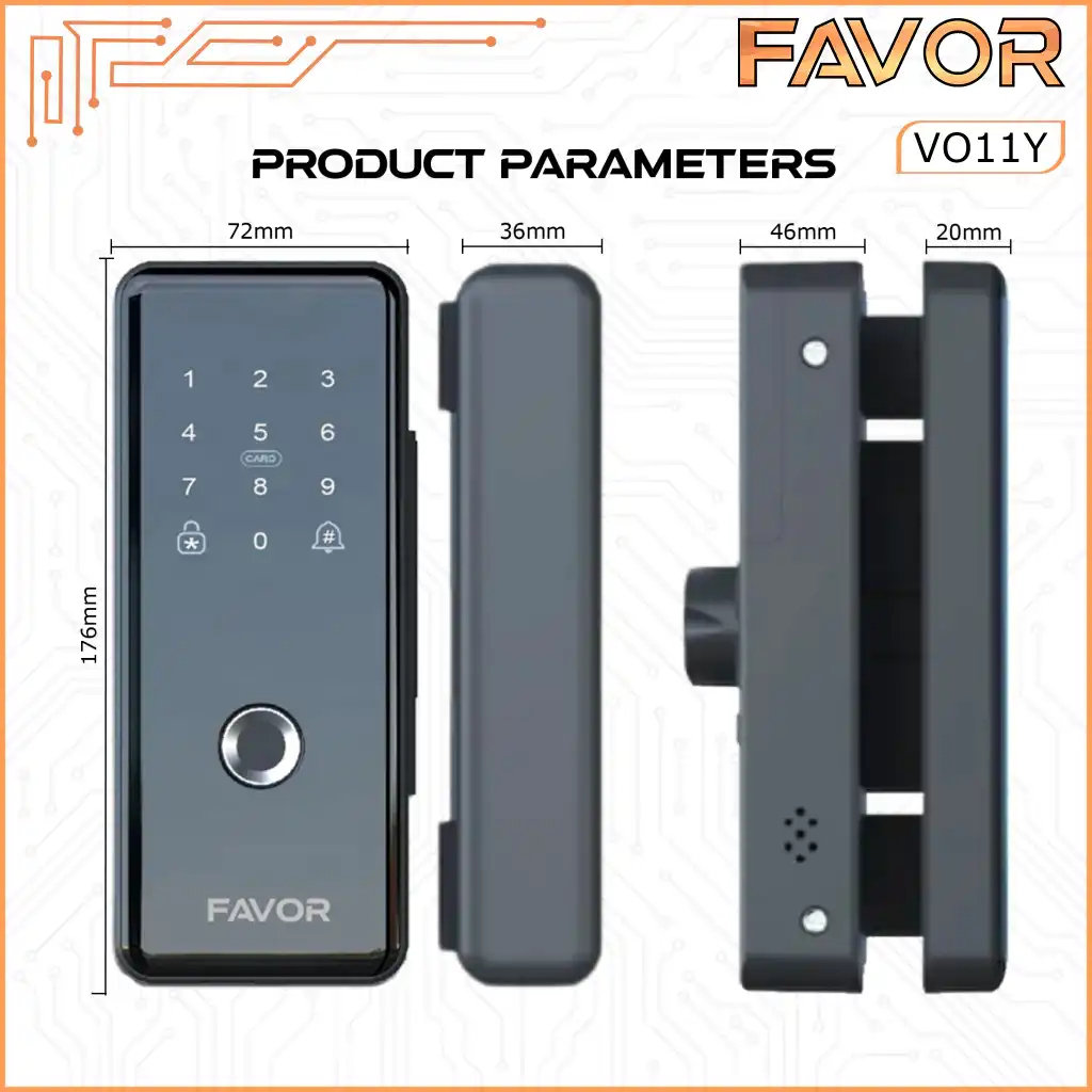 Smart Door Lock Favor VO11Y Pintu Kaca 03