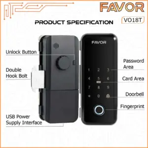 Smart Door Lock Pintu Kaca - Favor VO18T - 03