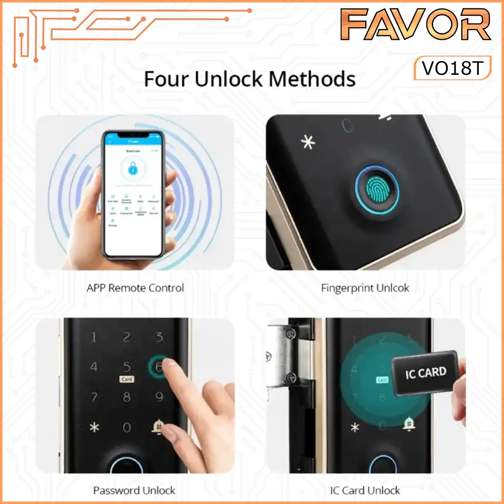 Smart Door Lock Pintu Kaca - Favor VO18T - 04