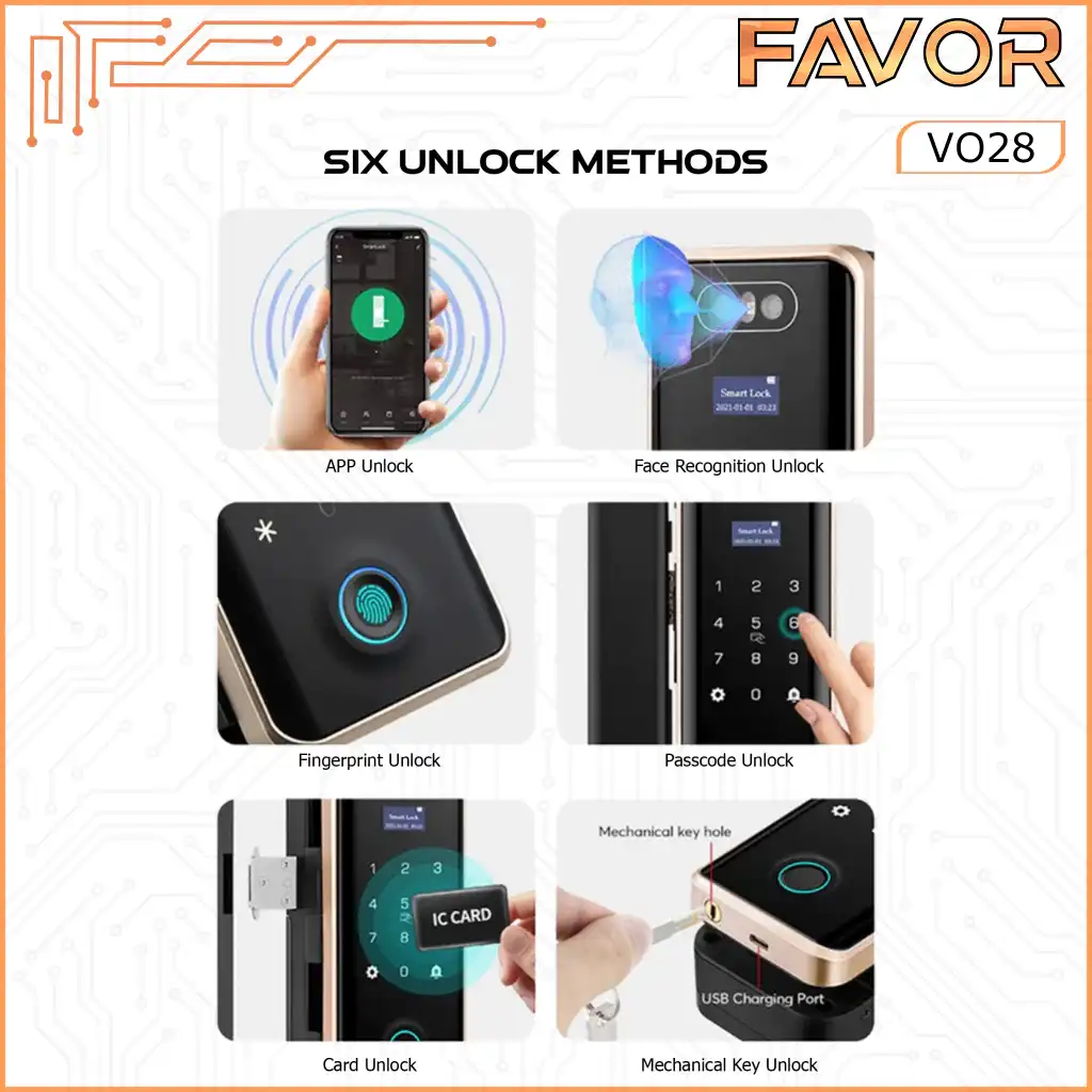 Smart Door Lock Pintu Kaca - Favor VO28 - 04