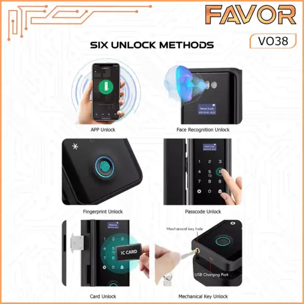 Smart Lock Pintu Kaca - Favor VO38 - 05