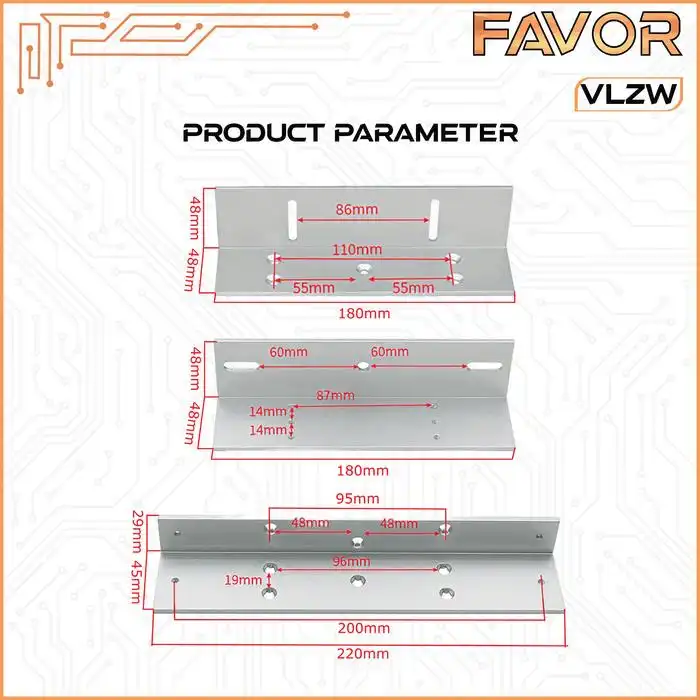 Bracket ZL Waterproof Magnetic Lock 280 kg - Favor VLZW 02