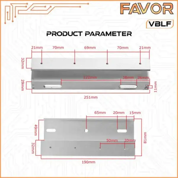 Bracket ZU Frameless Magnetic Lock 280 kg - Favor VBLF 02