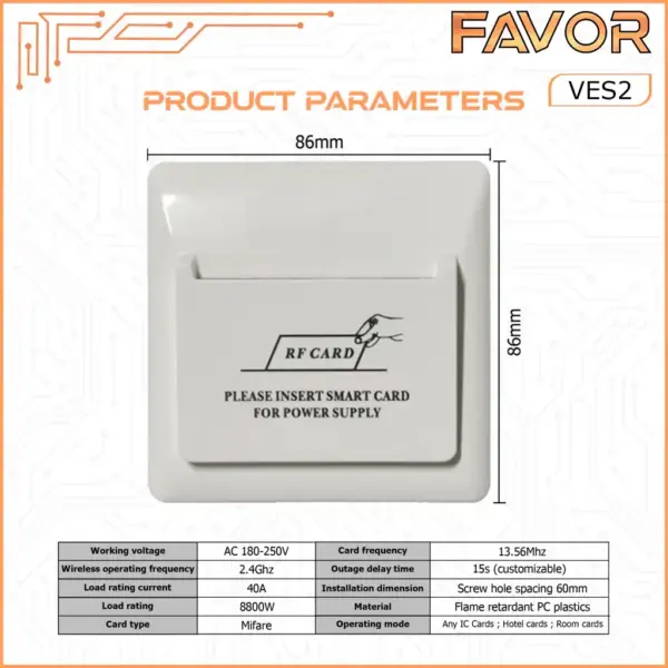 Hotel Energy Saver Switch - Favor VES2 03
