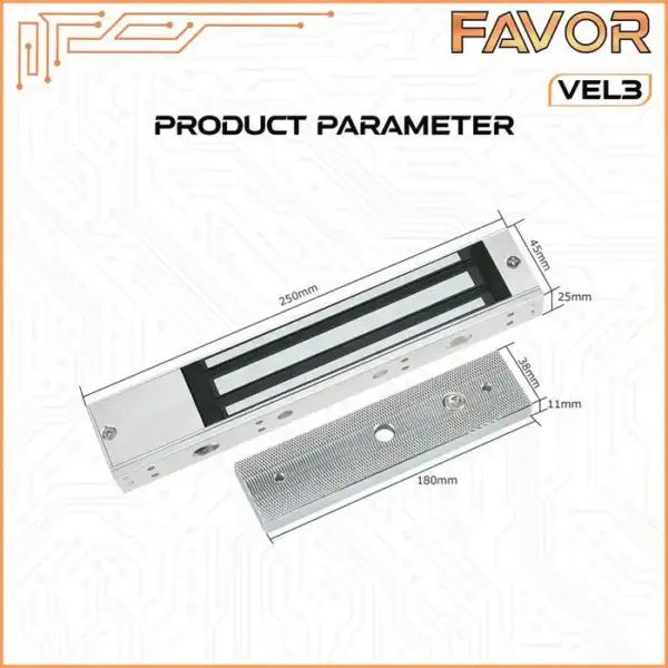 Magnetic Lock 280 kg - Favor VEL3 - Emlock 02