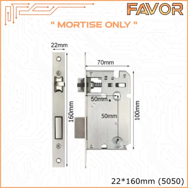 Mortise Smart Door Lock Favor - 22x160mm 5050