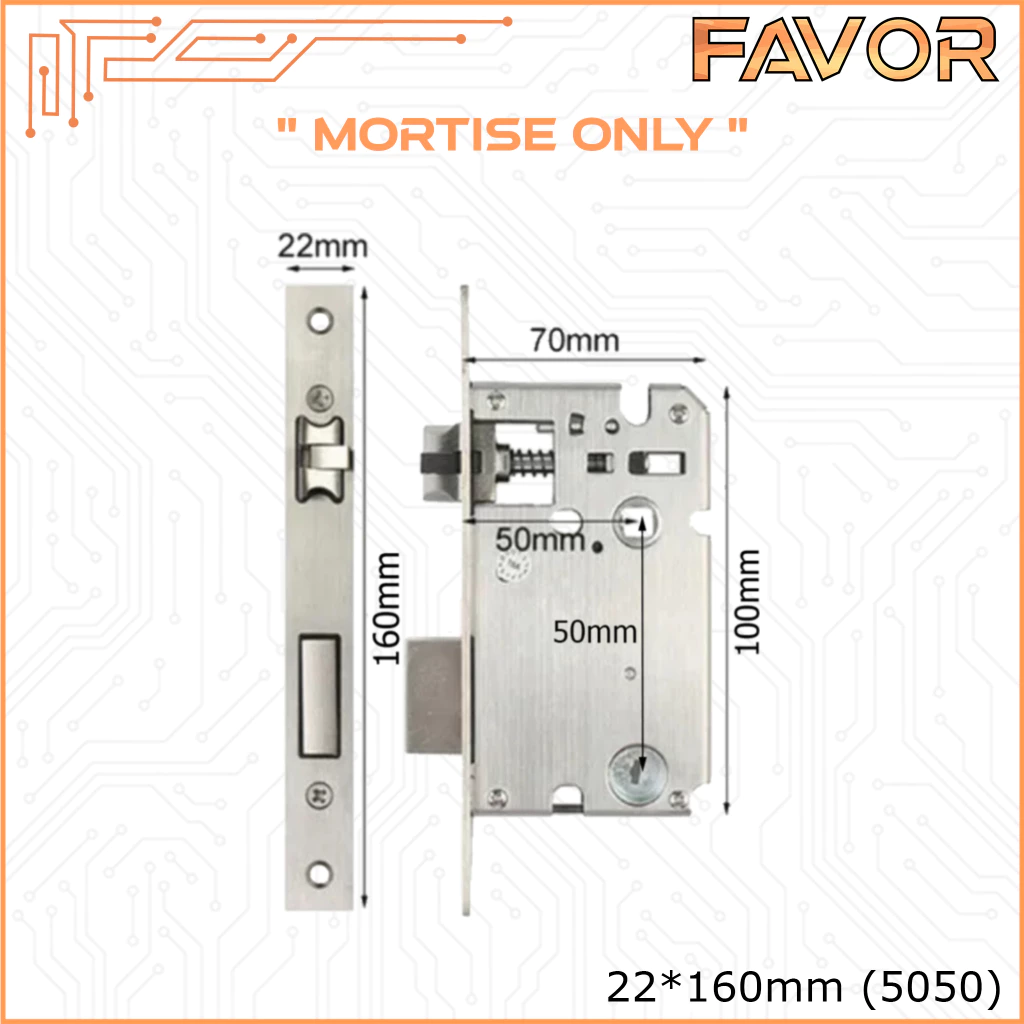 Mortise Smart Door Lock Favor - 22x160mm 5050