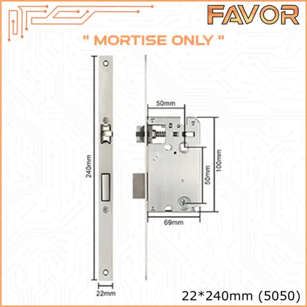 Mortise Smart Door Lock Favor - 22x240mm 5050
