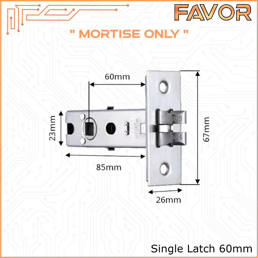 Mortise Smart Door Lock Favor - Single 60mm