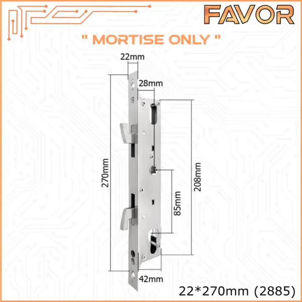 Mortise Smart Door Lock Favor - Sliding 22x270mm 2885