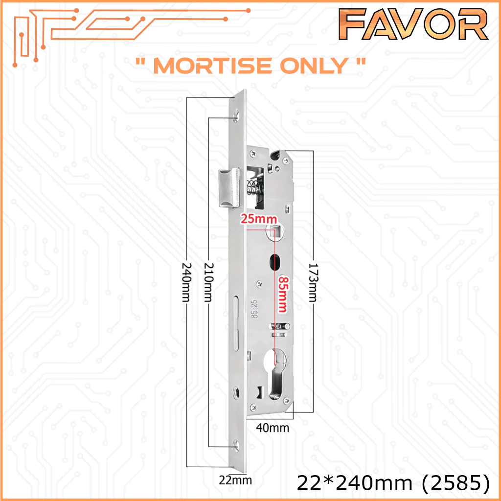 Mortise Smart Door Lock Favor - Swing 22x240mm 2585