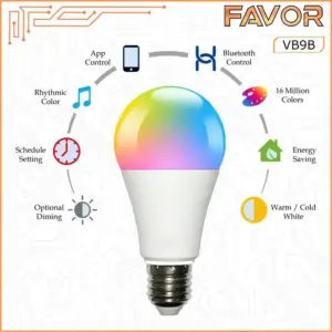 Smart Bulb Lamp 10 Watt RGB + WW - Bluetooth - Favor 03