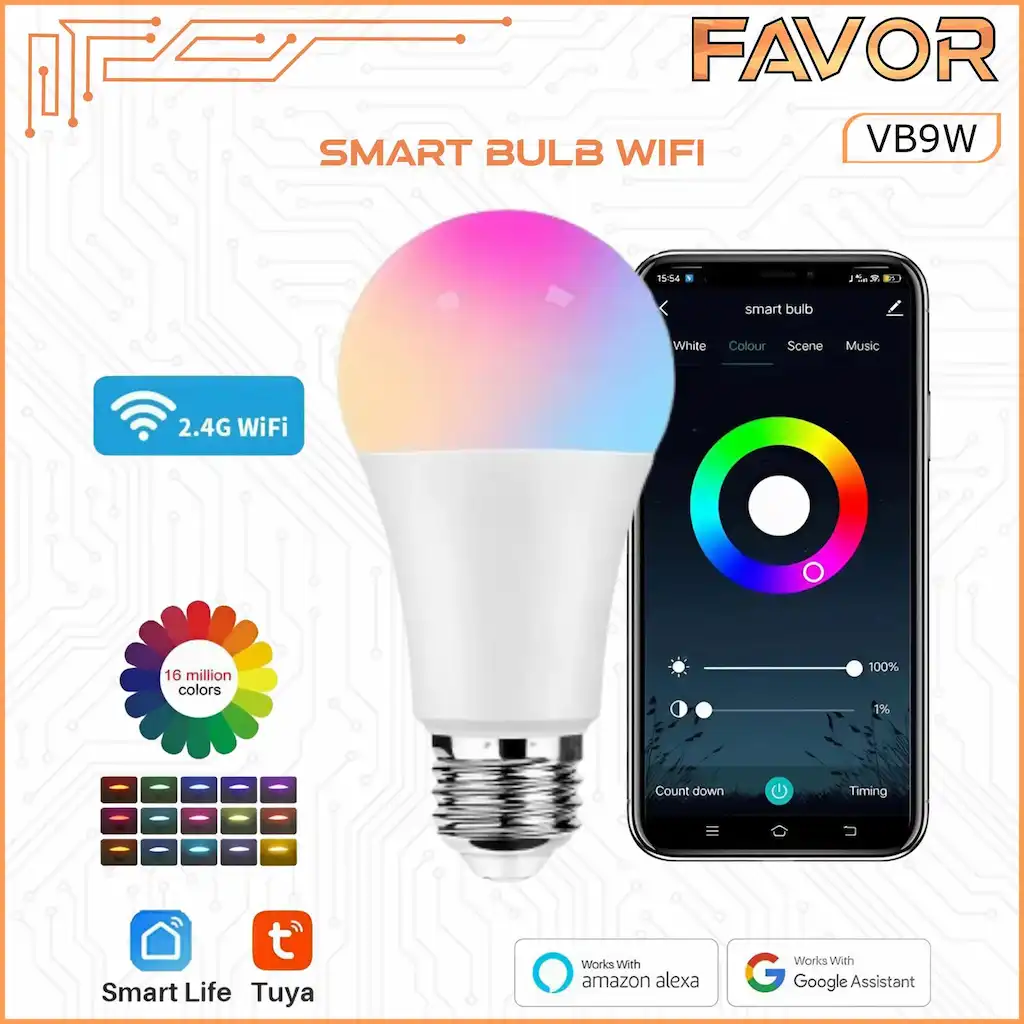 Smart Bulb Lamp 10 Watt RGB + WW - WiFi - Favor 01