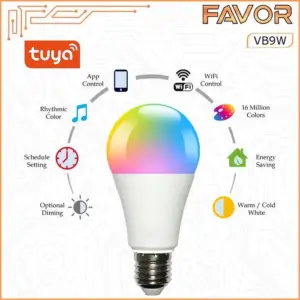 Smart Bulb Lamp 10 Watt RGB + WW - WiFi - Favor 03