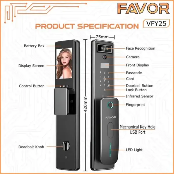 Smart Door Lock Favor FH25 - 3D Face Recognition 03