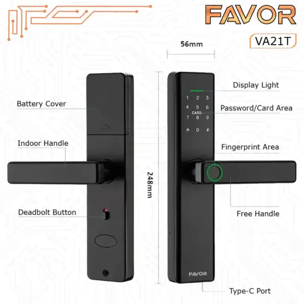 Smart Door Lock - Favor VA21T - Kunci Fingerprint 04