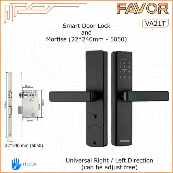 Smart Door Lock - Favor VA21T - Kunci Fingerprint -240mm 5050
