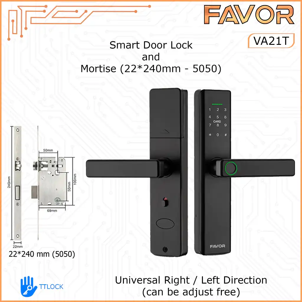 Smart Door Lock - Favor VA21T - Kunci Fingerprint -240mm 5050