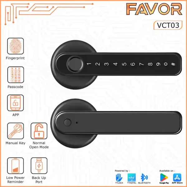 Smart Door Lock Favor VCT03 - Gagang Pintu Elektrik 01