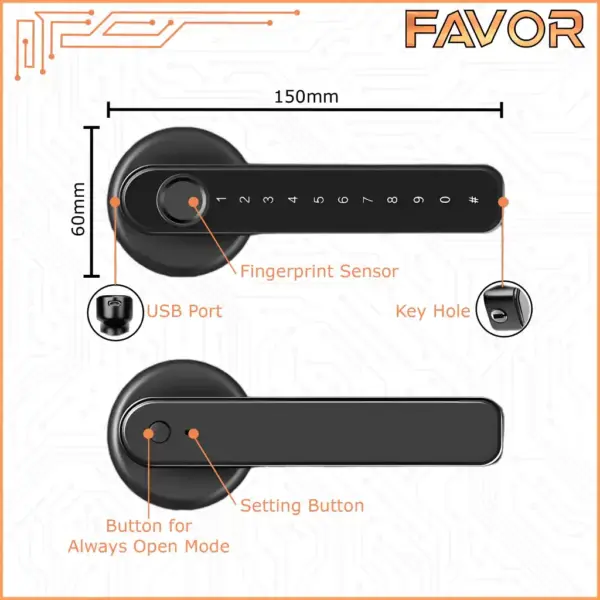 Smart Door Lock Favor VCT03 - Gagang Pintu Elektrik 03