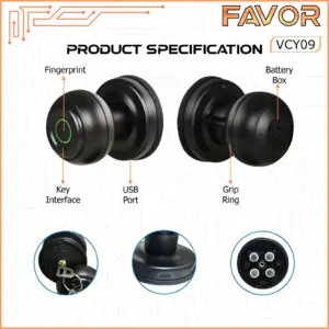 Smart Door Lock Favor VCY09 - Handle Knob 04