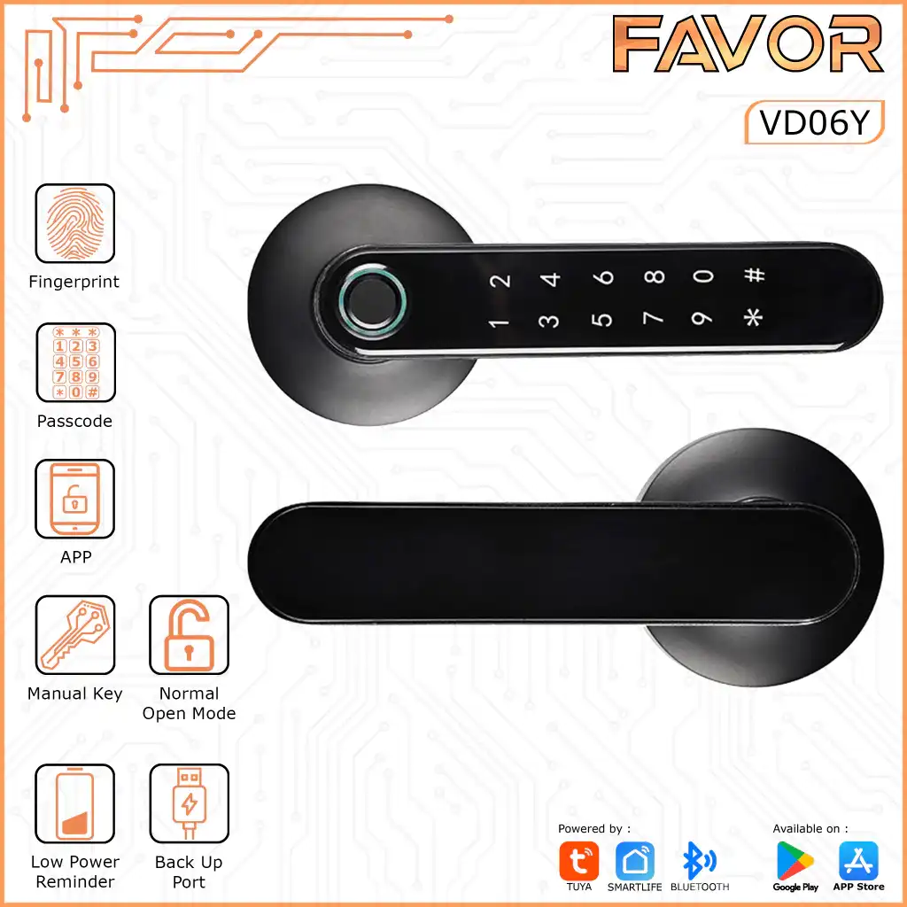 Smart Door Lock Favor VD06Y - Gagang Pintu Elektronik 01