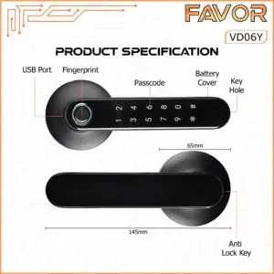 Smart Door Lock Favor VD06Y - Gagang Pintu Elektronik 03