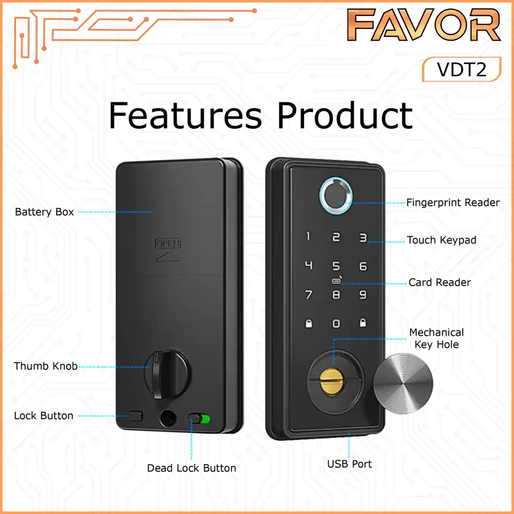 Smart Door Lock Favor VDT2 - Gagang Pintu Otomatis 03