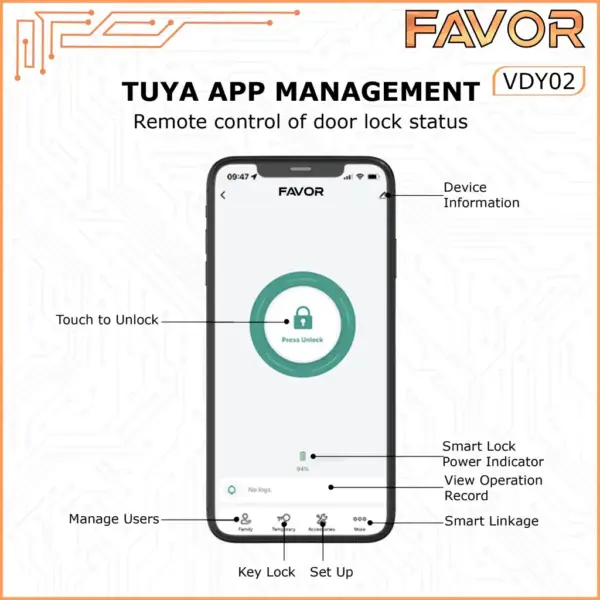 Smart Door Lock - Favor VDY02 - Deadbolt 07