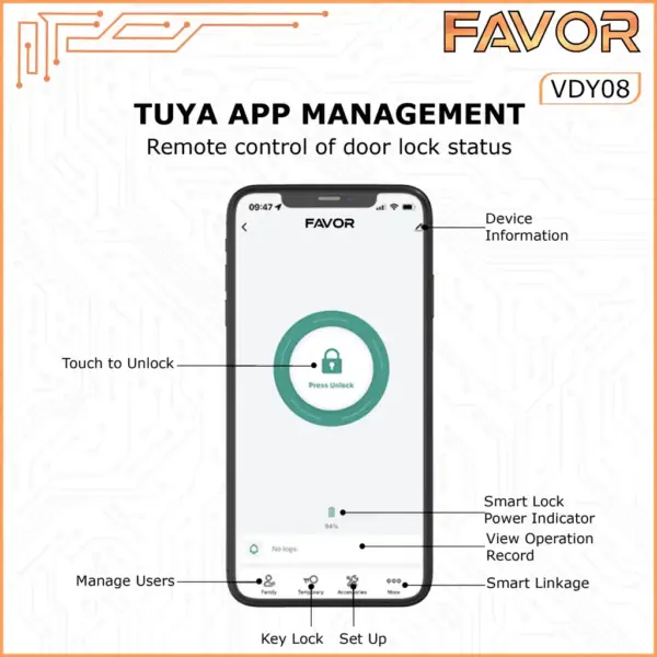 Smart Door Lock - Favor VDY08 - Deadbolt 07