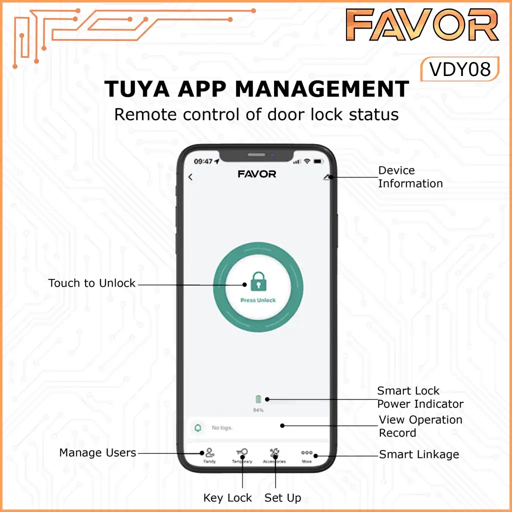 Smart Door Lock - Favor VDY08 - Deadbolt 07