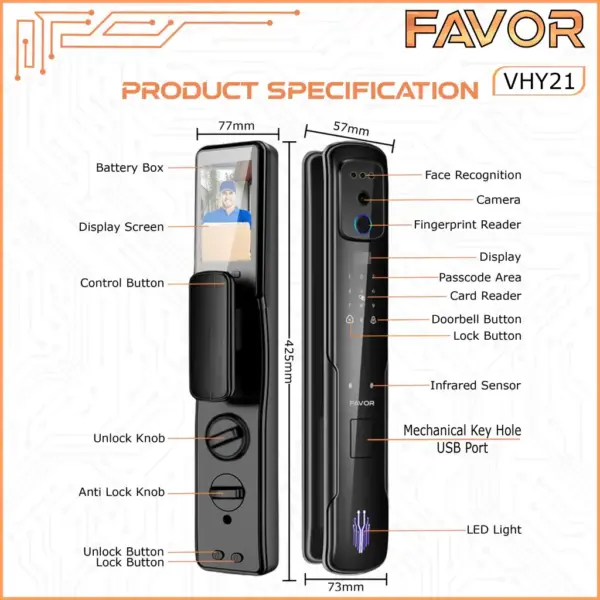 Smart Door Lock - Favor VFY21 - 3D Face Recognition 03