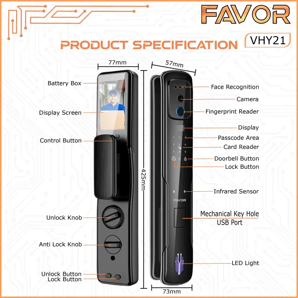 Smart Door Lock - Favor VFY21 - 3D Face Recognition 03