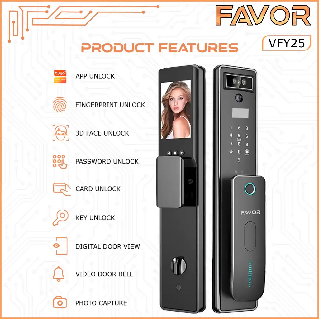 Smart Door Lock - Favor VFY25 - 3D Face Recognition 02