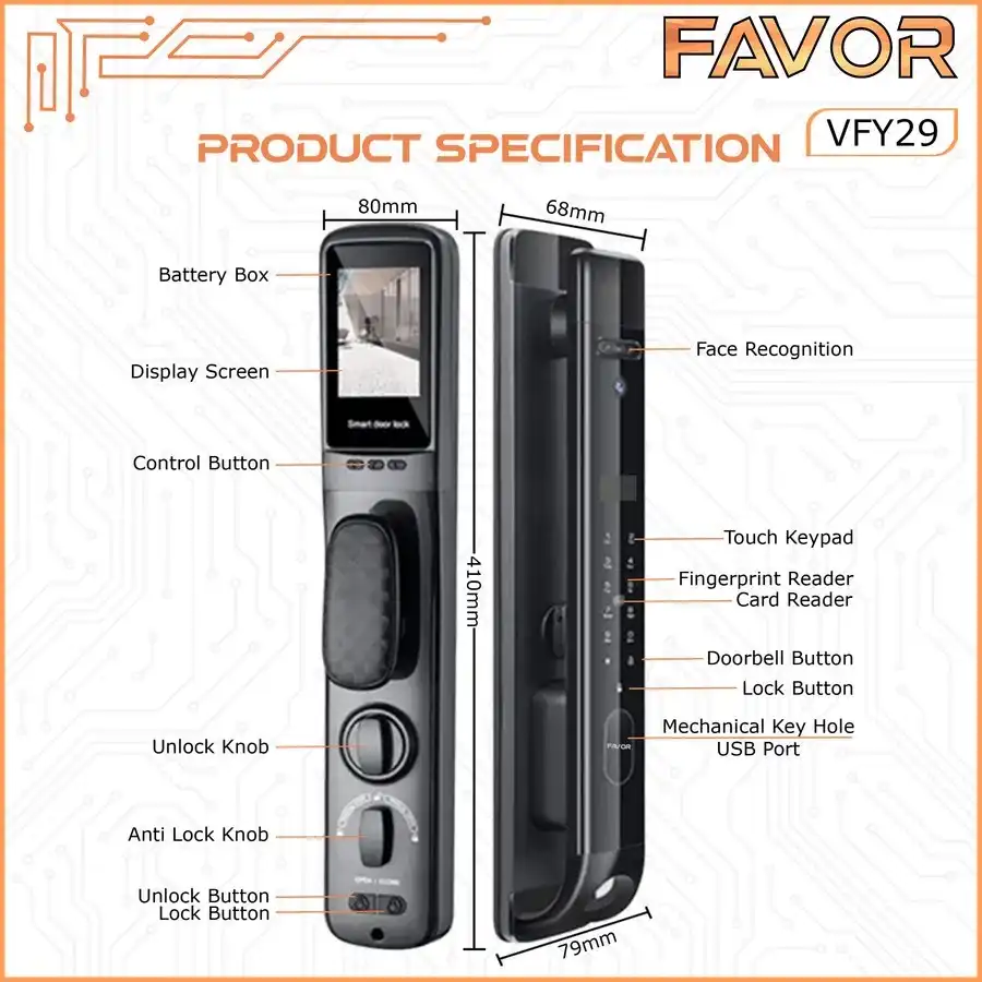 Smart Door Lock - Favor VFY29 - 3D Face Recognition 03