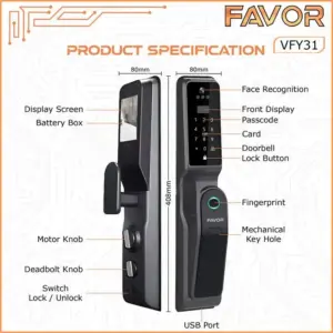 Smart Door Lock Favor VFY31 - 3D Face Recognition 03