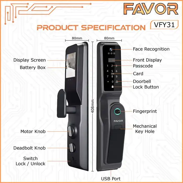 Smart Door Lock Favor VFY31 - 3D Face Recognition 03