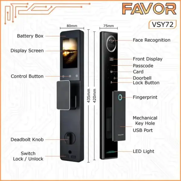 Smart Door Lock Favor VFY72 - 3D Face Recognition 03