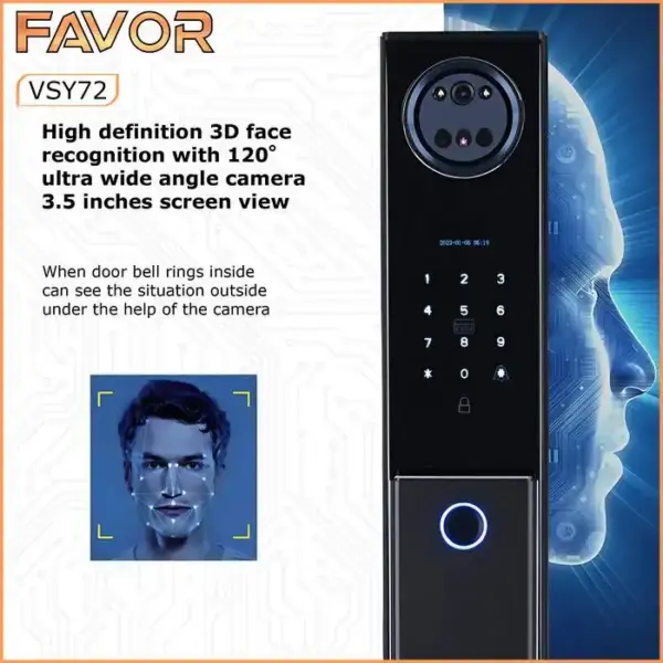 Smart Door Lock Favor VFY72 - 3D Face Recognition 05