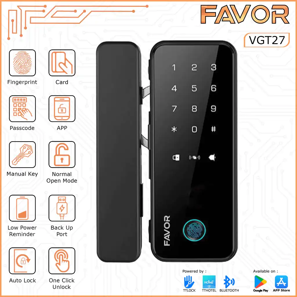 Smart Door Lock Favor VGT27 - Pintu Kaca 01
