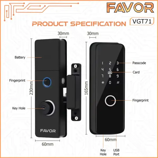 Smart Door Lock Favor VGT71 - Pintu Kaca 03