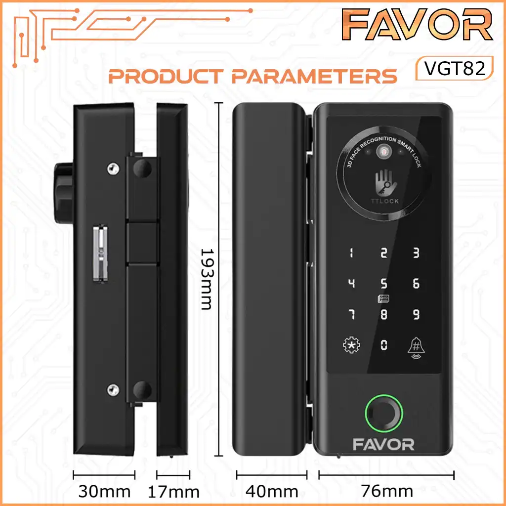 Smart Door Lock Favor VGT82 - Pintu Kaca 03