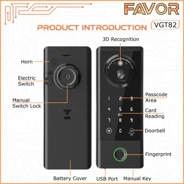 Smart Door Lock Favor VGT82 - Pintu Kaca 04