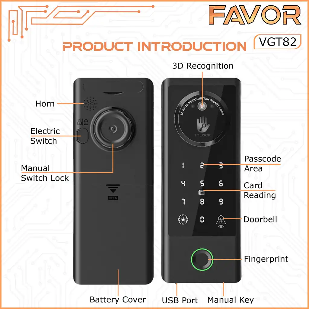 Smart Door Lock Favor VGT82 - Pintu Kaca 04