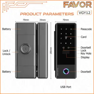 Smart Door Lock Favor VGY12 - Pintu Kaca 03