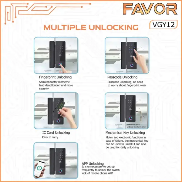 Smart Door Lock Favor VGY12 - Pintu Kaca 04