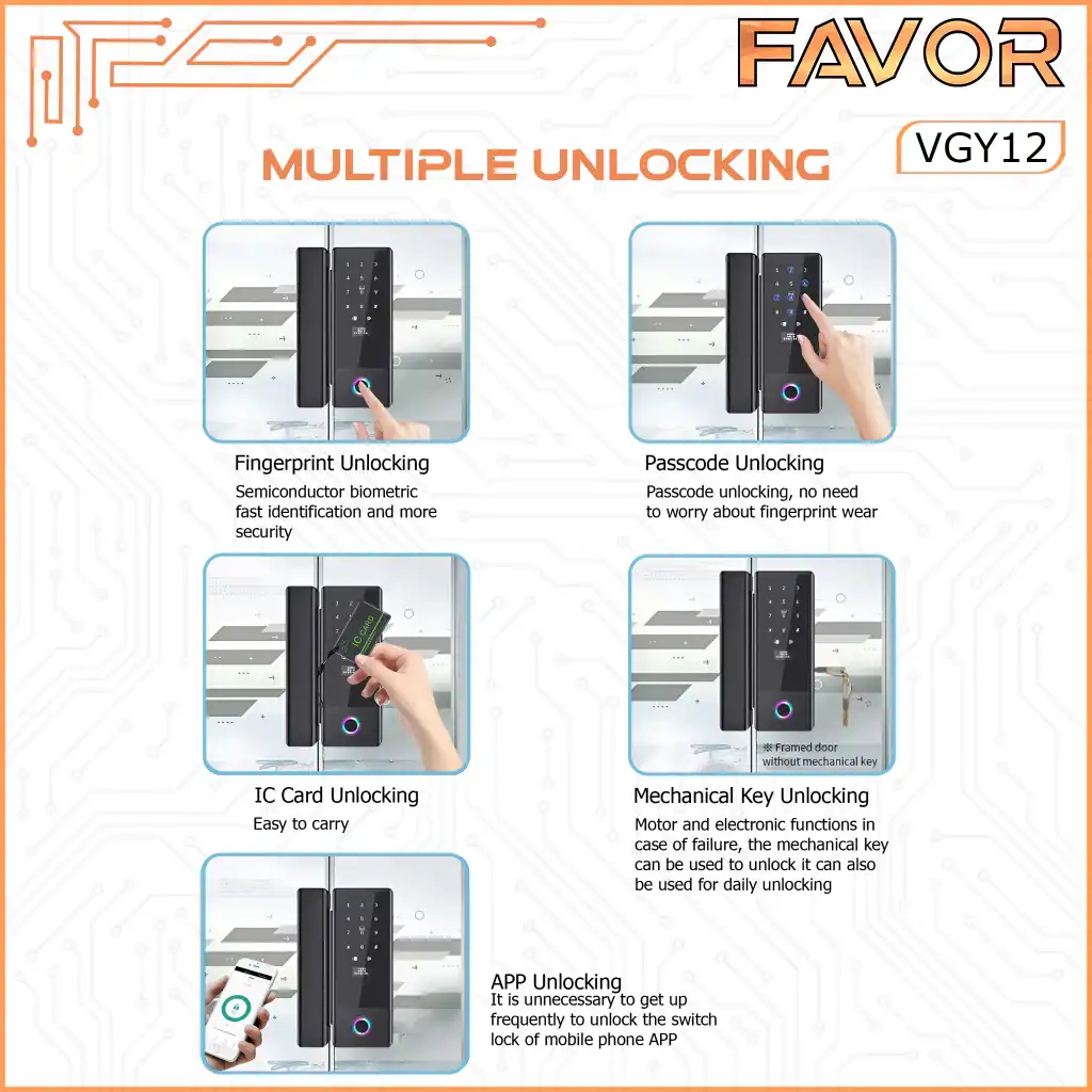 Smart Door Lock Favor VGY12 - Pintu Kaca 04